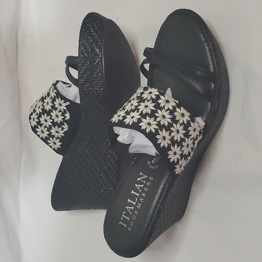 Italian Shoemakers Wedge Slide on Sandals sz10 EUC